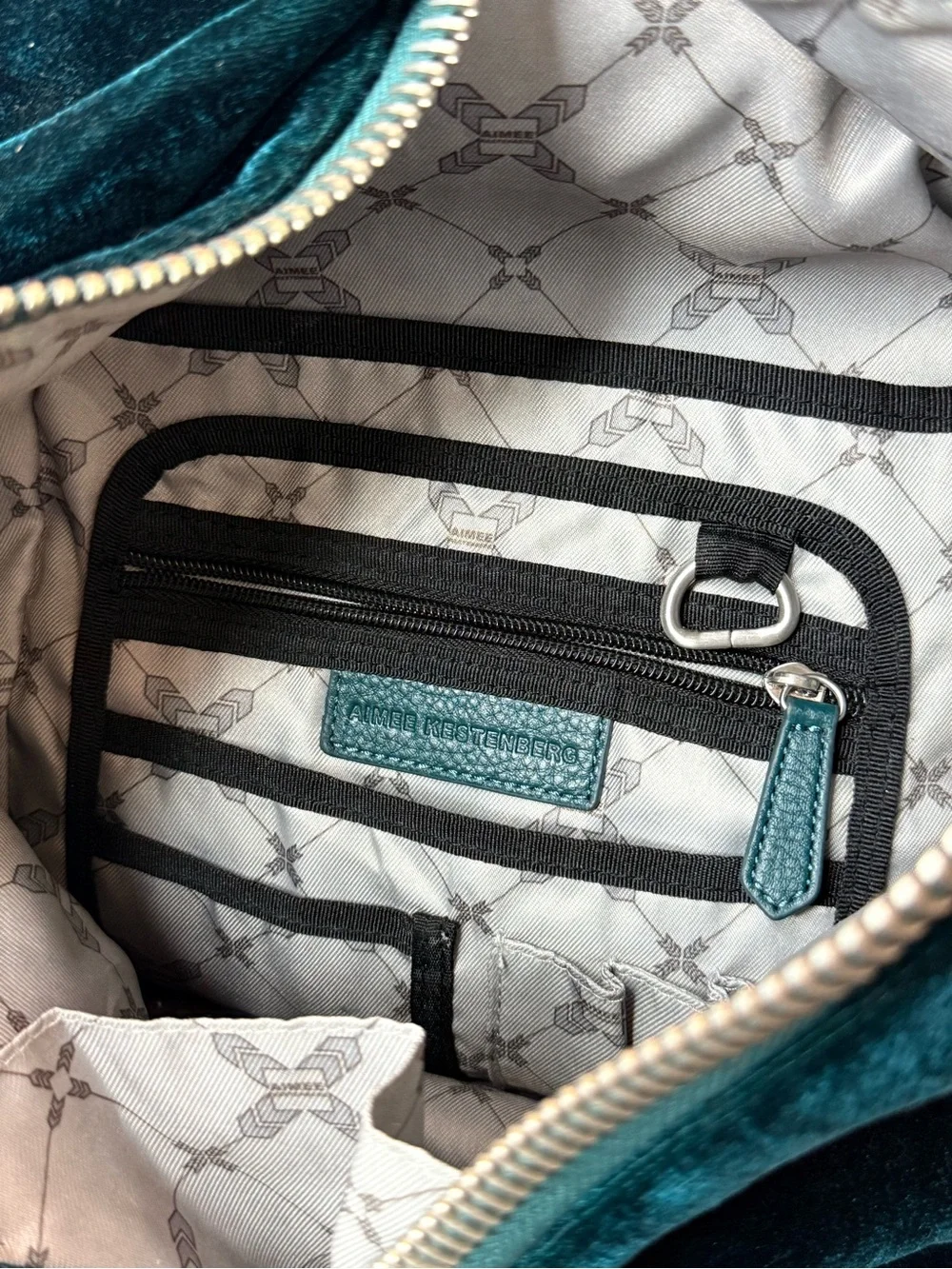 Aimee Kestenberg Velvet Front-Zip Women's Backpack - Deep Teal